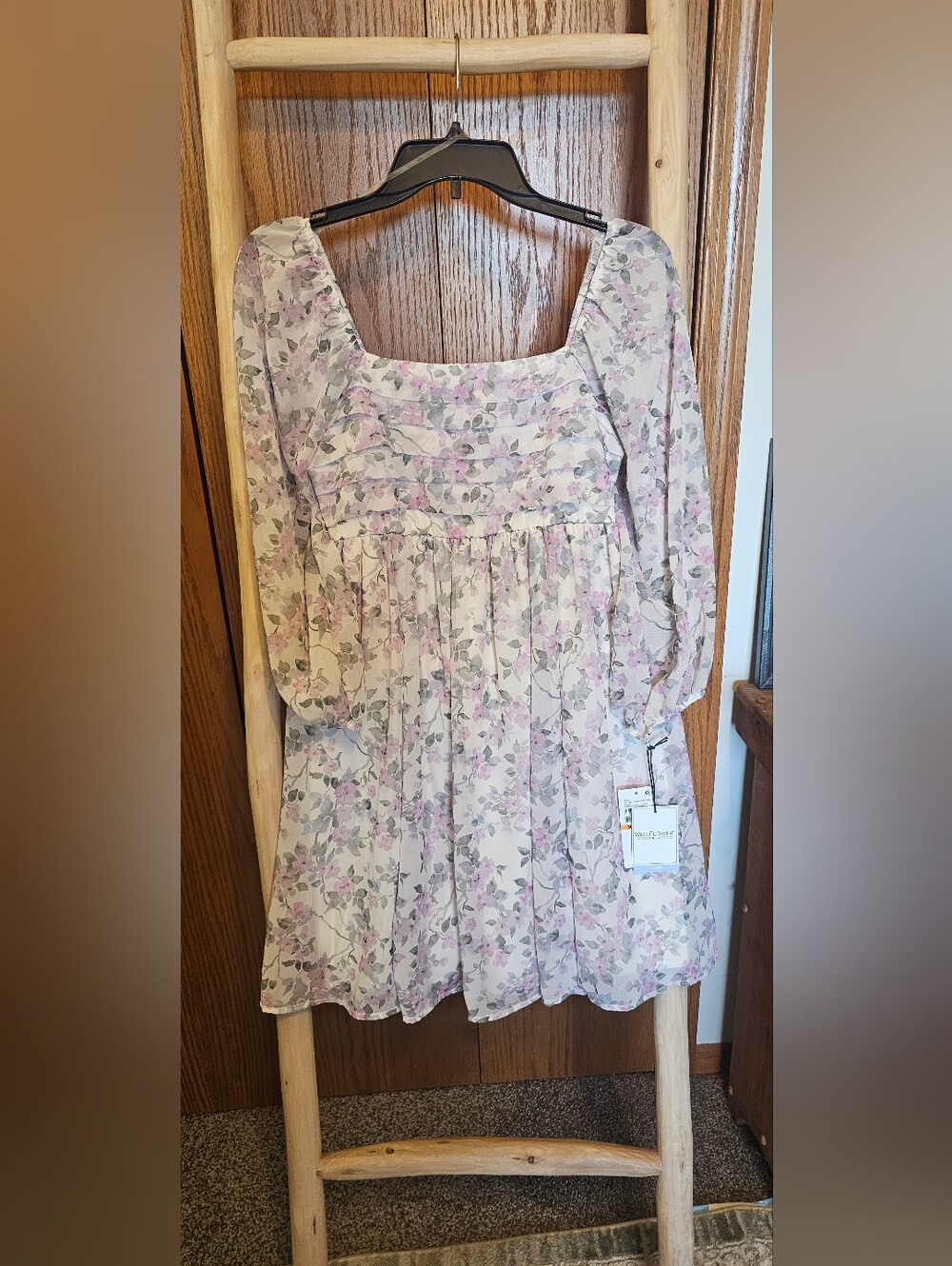Wallflower Floral Midi Dress in Light Pink and Cream